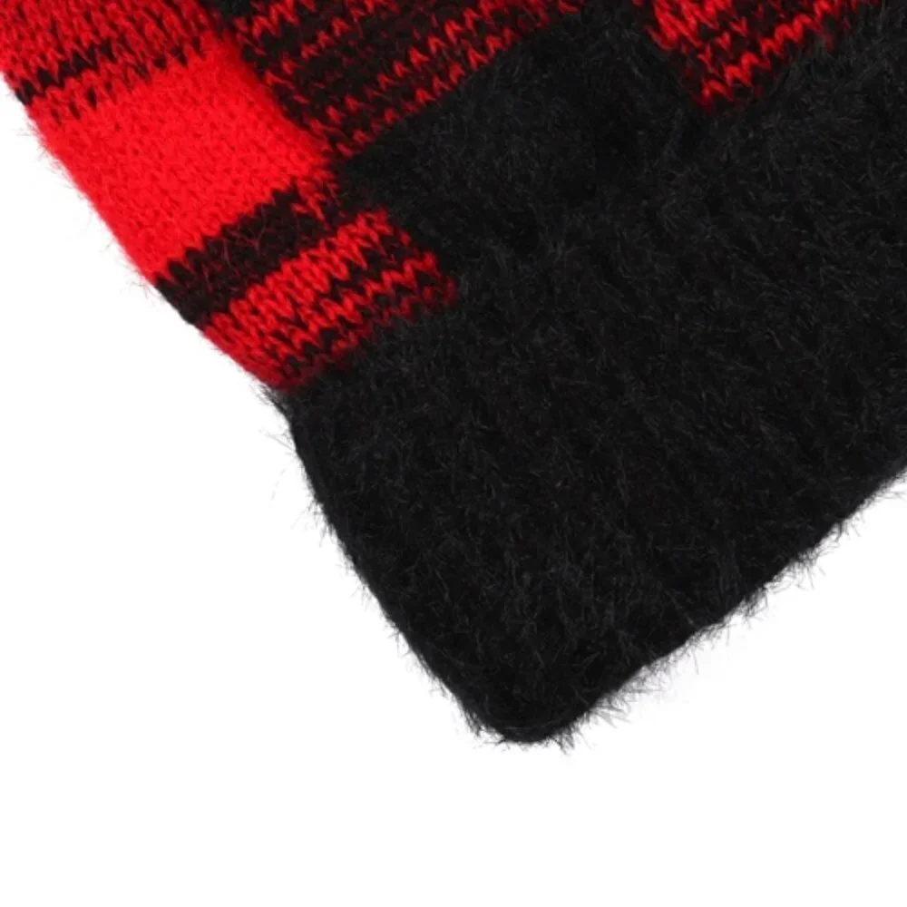 BUFFALO CHECKERED PLAID PRINT BEANIE WITH POM POM